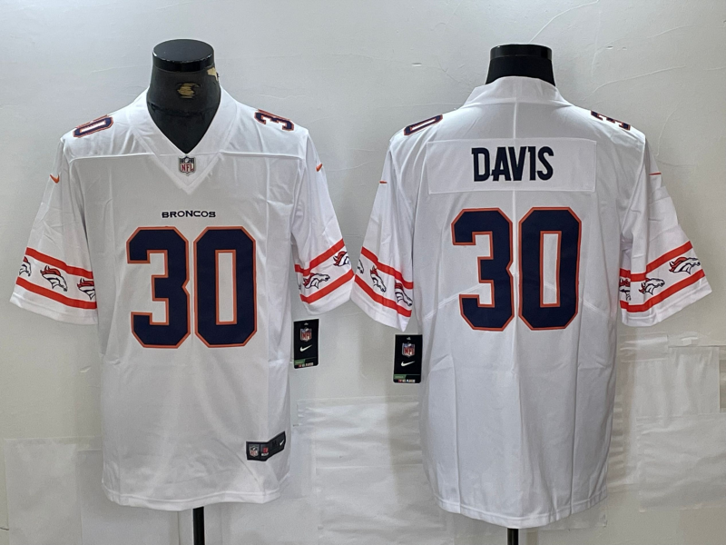 Men's Denver Broncos Terrell Davis #30 White Game Player Jersey1