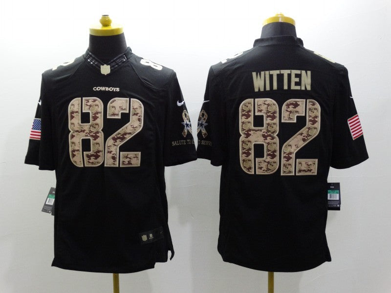 Men's Dallas Cowboys Jason Witten #82 Black Player Game Jersey1