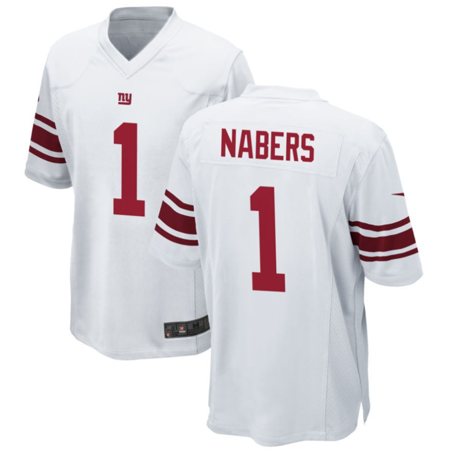 #1 Malik Nabers Player NY.Giants White Game Football Jerseys