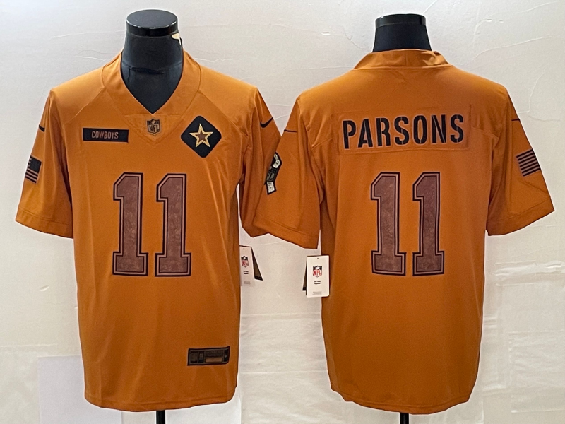 Men's Dallas Cowboys Micah Parsons #11 Brown 2023 Salute To Service Limited Jersey1