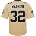 NO.Saints #32 Tyrann Mathieu Player Gold Inverted Game Football Jerseys
