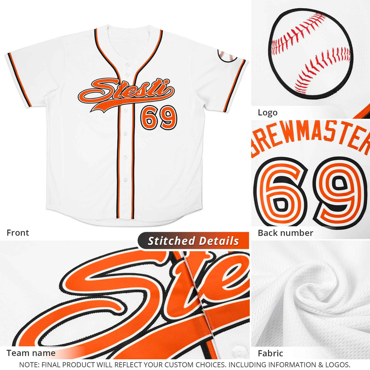 Custom Royal Orange-White Classic Style Authentic Baseball Jersey