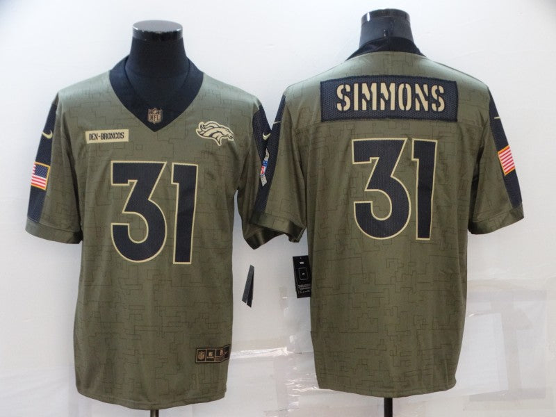 Men's Denver Broncos Justin Simmons #31 Brown Game Jersey1