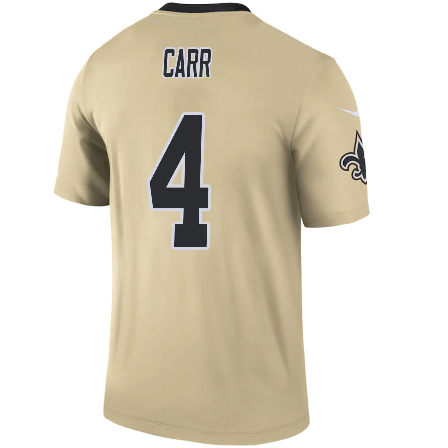 #4 Derek Carr Player NO.Saints Gold  Inverted Game Football Jerseys