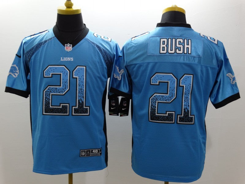 Men's Detroit Lions Reggie Bush #21 Blue Game Jersey1
