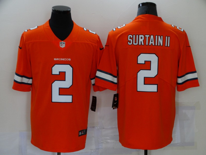 Men's Denver Broncos Patrick Surtain II #2 Orange Game Player Jersey1
