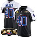 Men's Buffalo Bills #44.8 Von Miller Black/White 2023 F.U.S.E. AFC East Champions With 4-star C Ptach Stitched Football Jersey