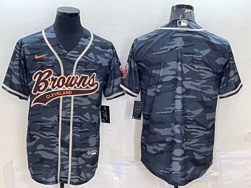 Men's Cleveland Browns Grey Camouflage Blank Jersey1
