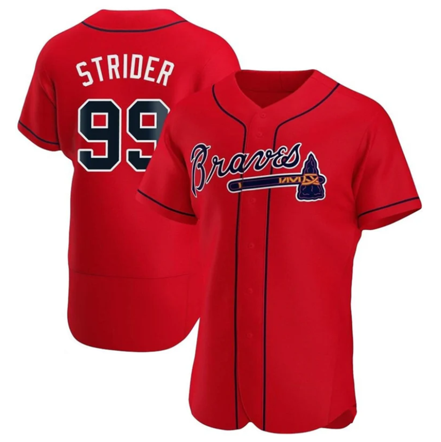 A.Braves #99 Spencer Strider Player Red Replica Elite Stitched Baseball Jerseys