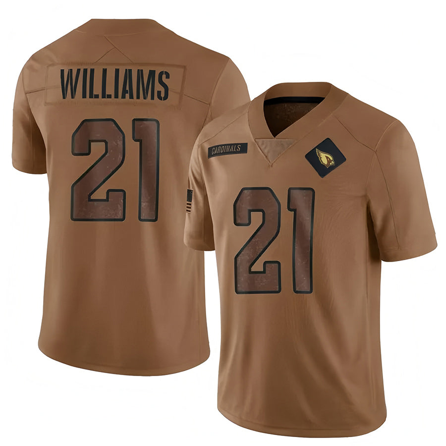 A.Cardinals #21 Garrett Williams Player Brown Salute To Service Limited Football Jerseys