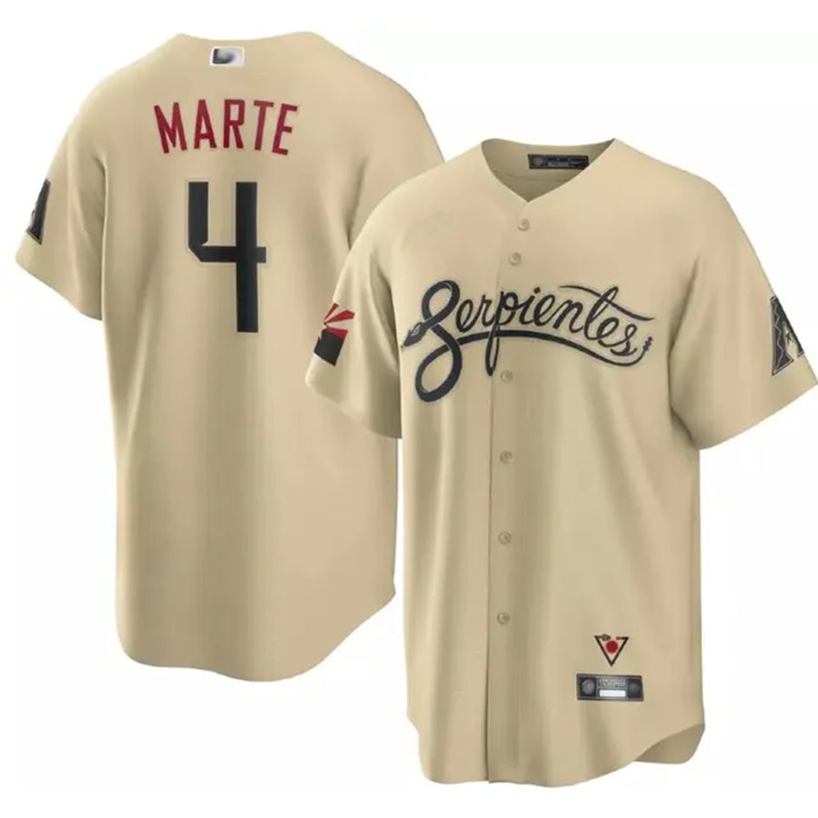 A.Diamondbacks #4 Ketel Marte Player Gold City Connect Baseball Jerseys
