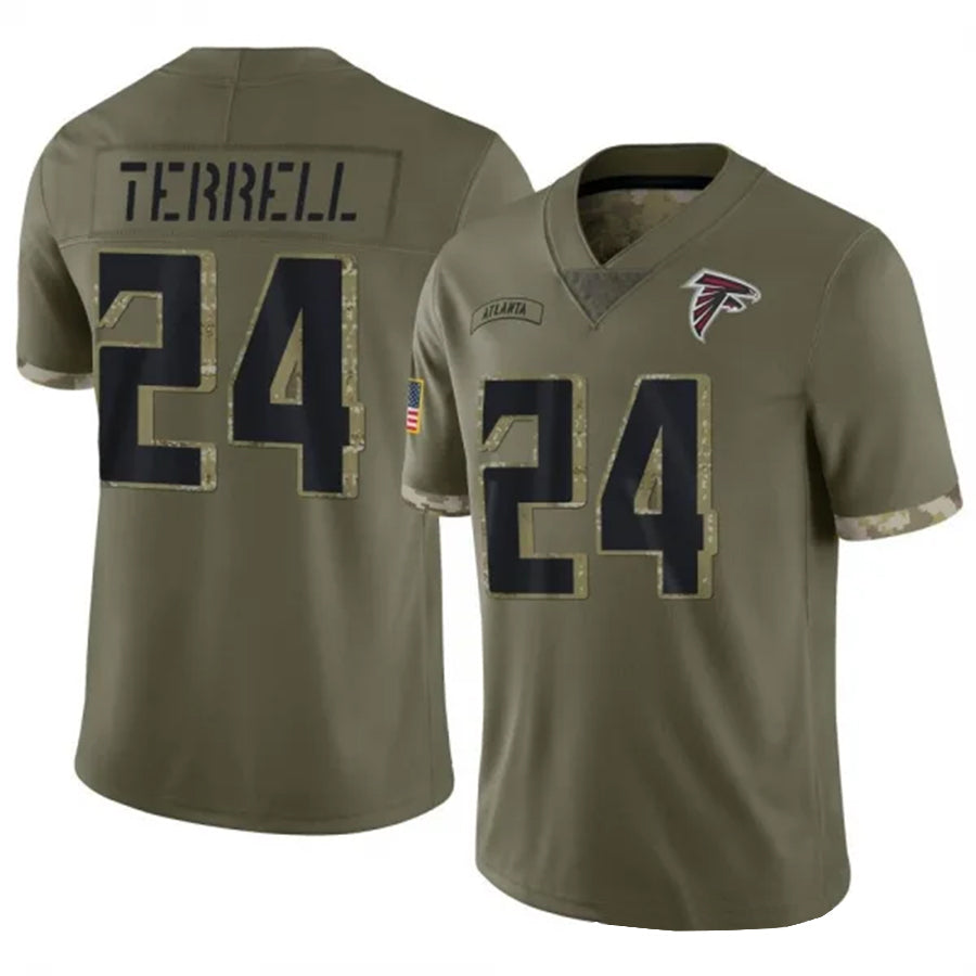 A.Falcons #24 A.J. Terrell Jr. Player Olive Salute To Service Limited Football Jerseys