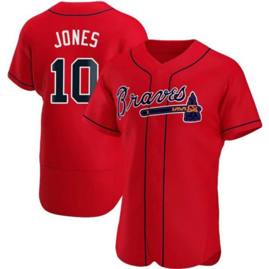 #10 Chipper Jones Player A.Braves Red Elite Stitches Baseball Jerseys