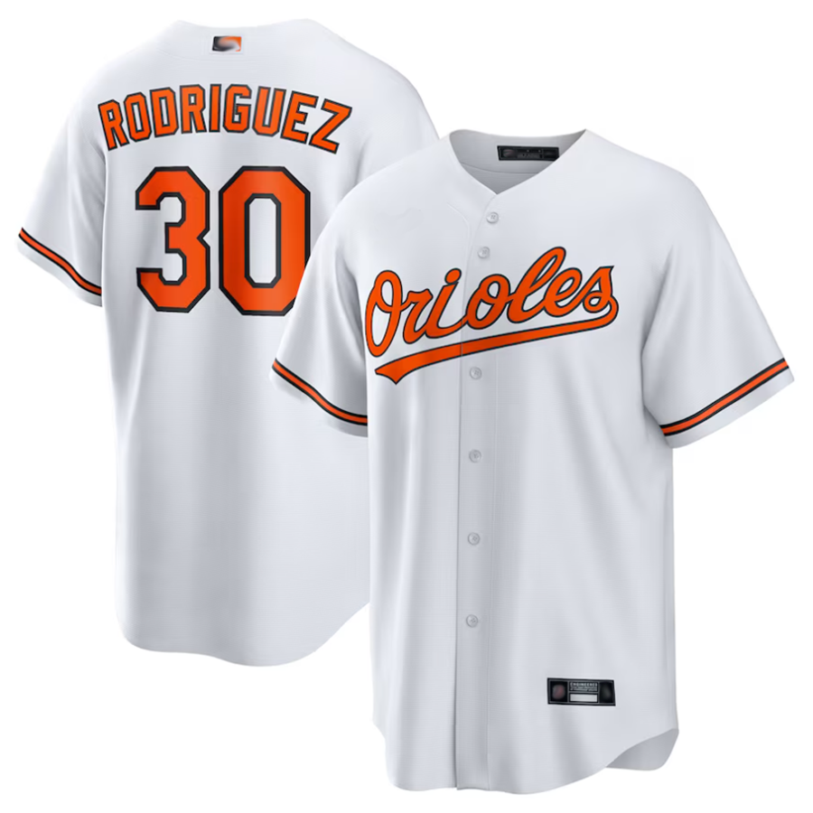 B.Orioles #30 Grayson Rodriguez Player White Home Replica Baseball Jerseys