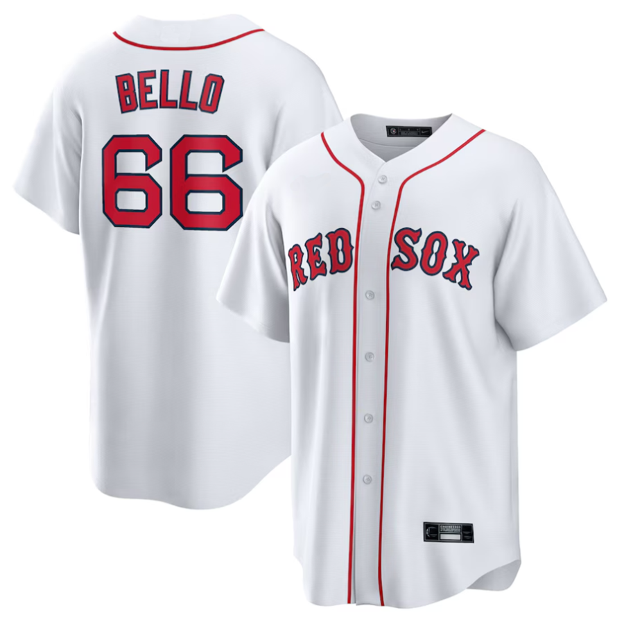 B.Red Sox #66 Brayan Bello Player White Home Game Baseball Jerseys