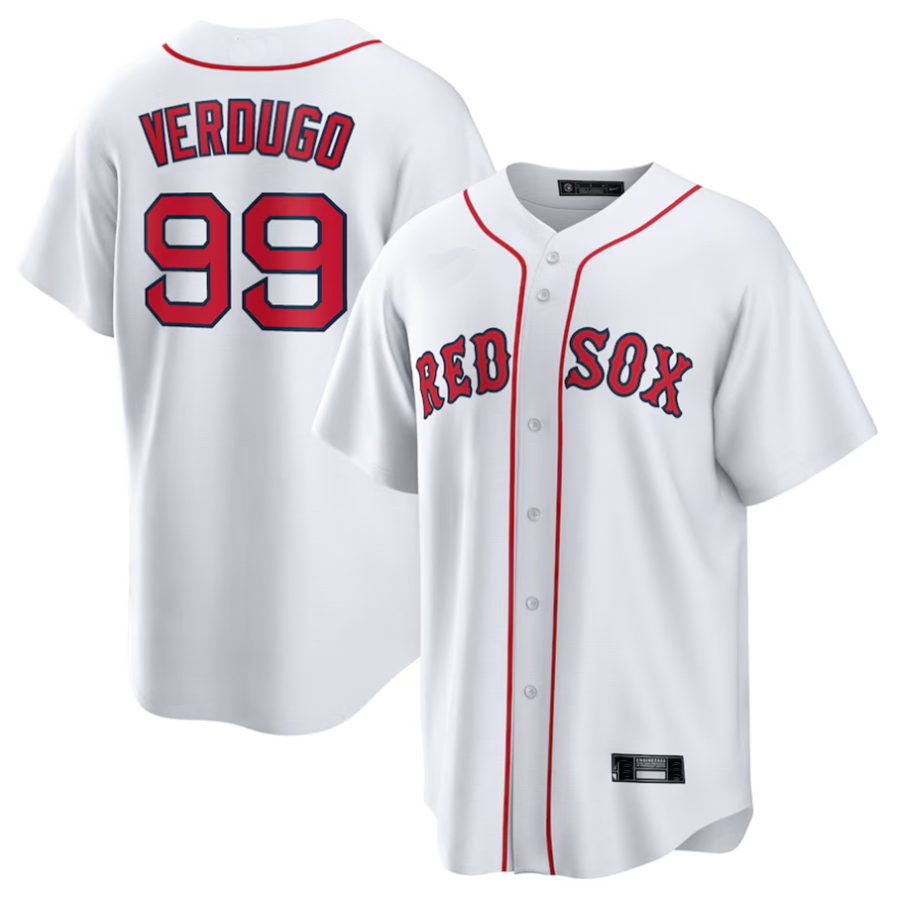 B.Red Sox #99 Alex Verdugo Player White Replica Game Baseball Jerseys