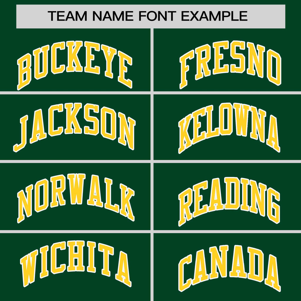 Custom Green Gold-White Personalized Raglan Sleeves V-Neck Hockey Jersey