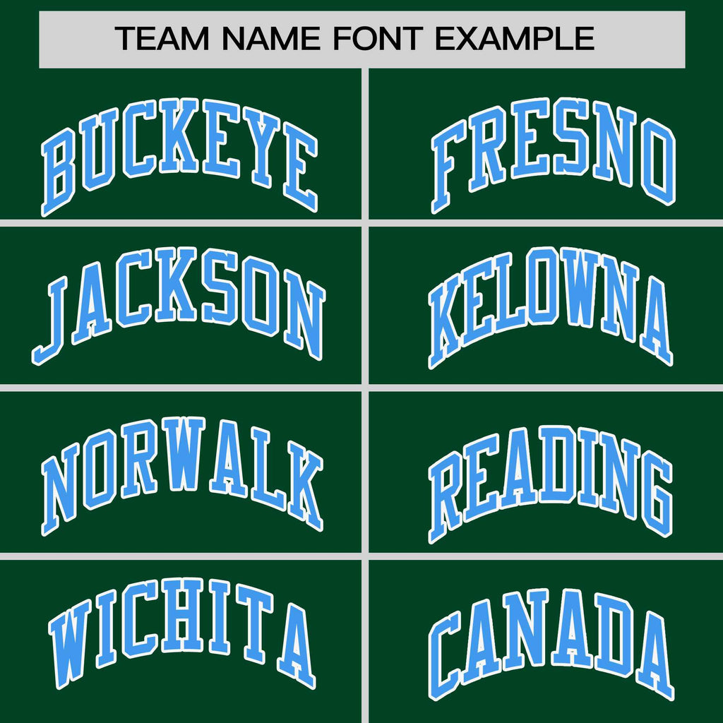 Custom Green Powder Blue-White Personalized Raglan Sleeves V-Neck Hockey Jersey