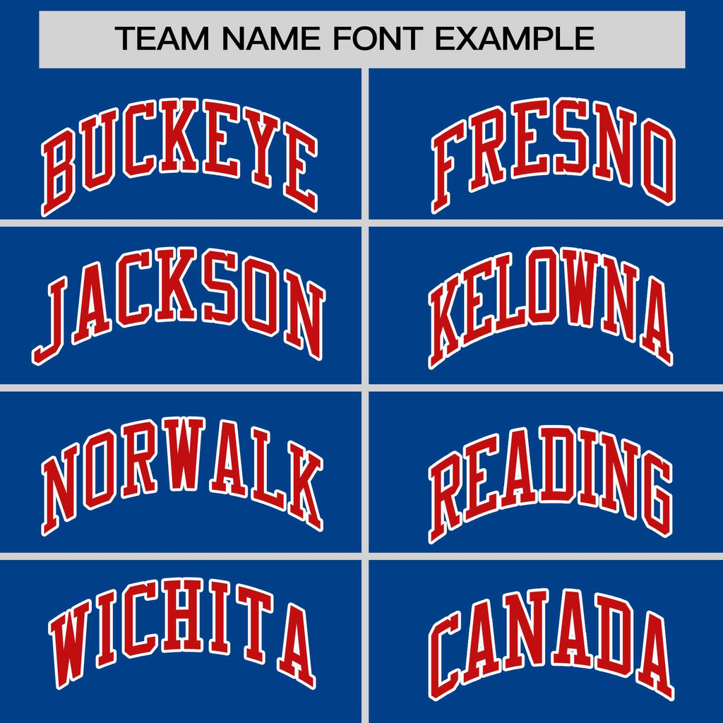 Custom Royal Red-White Personalized Raglan Sleeves V-Neck Hockey Jersey