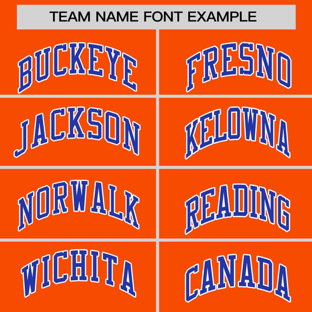 Custom Orange Royal-White Personalized Raglan Sleeves V-Neck Hockey Jersey
