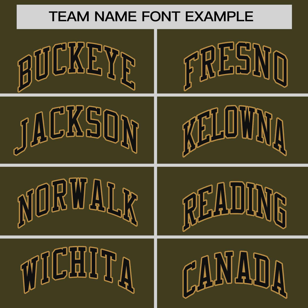 Custom Olive Black-Old Gold Personalized Raglan Sleeves V-Neck Hockey Jersey