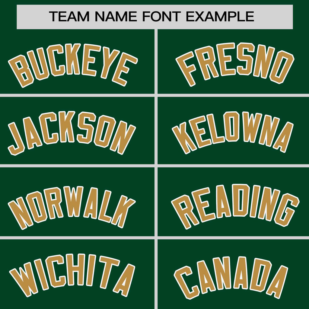 Custom Green Old Gold-White Personalized Raglan Sleeves V-Neck Hockey Jersey