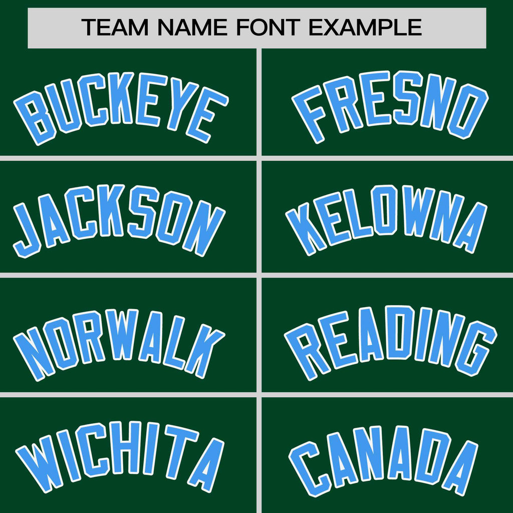 Custom Green Powder Blue-White Personalized Raglan Sleeves V-Neck Hockey Jersey