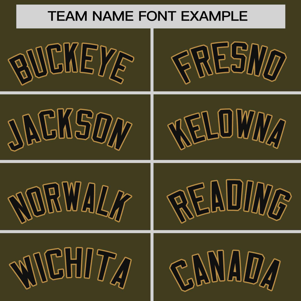 Custom Olive Black-Old Gold Personalized Raglan Sleeves V-Neck Hockey Jersey