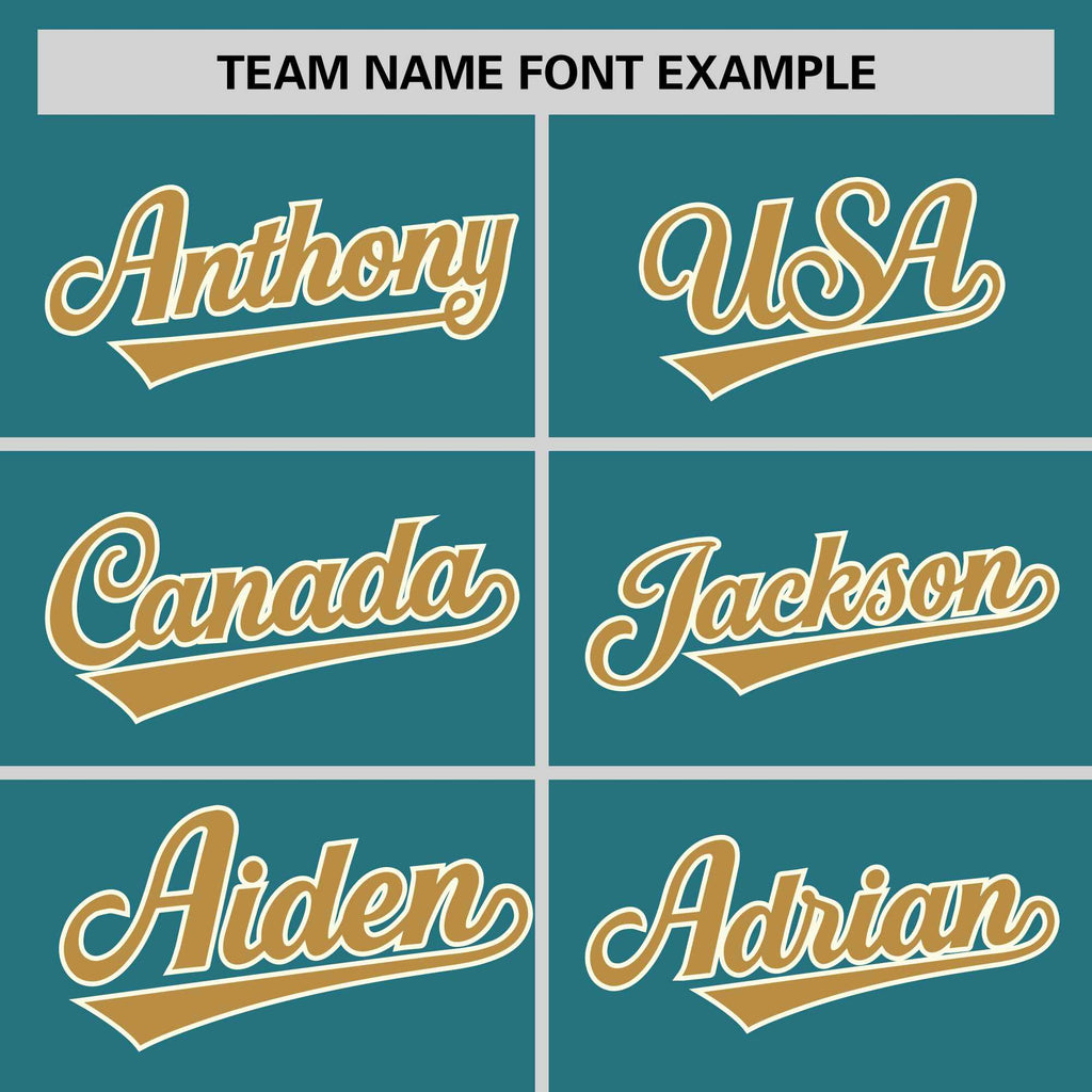 Custom Aqua Old Gold-Cream Personalized Raglan Sleeves V-Neck Hockey Jersey