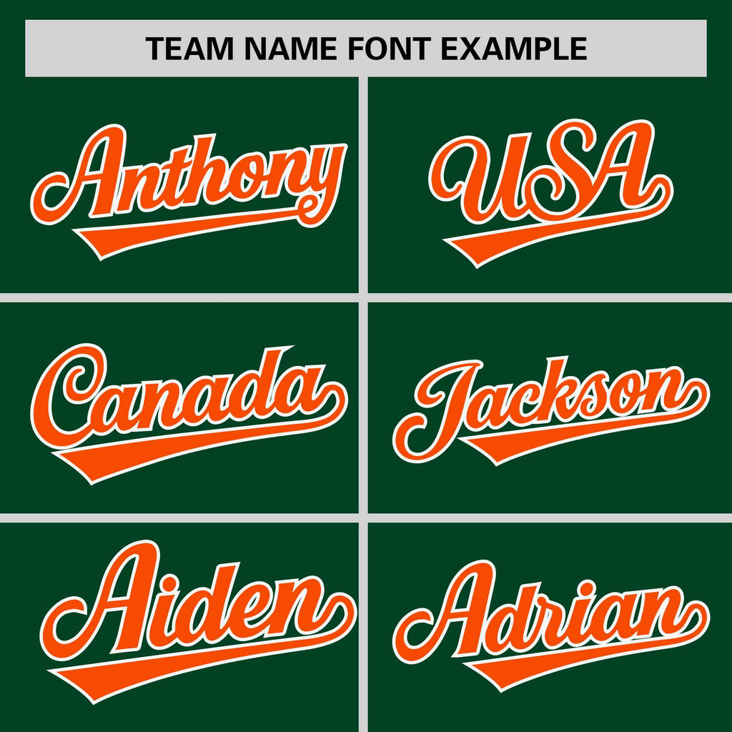 Custom Green Orange-White Personalized Raglan Sleeves V-Neck Hockey Jersey