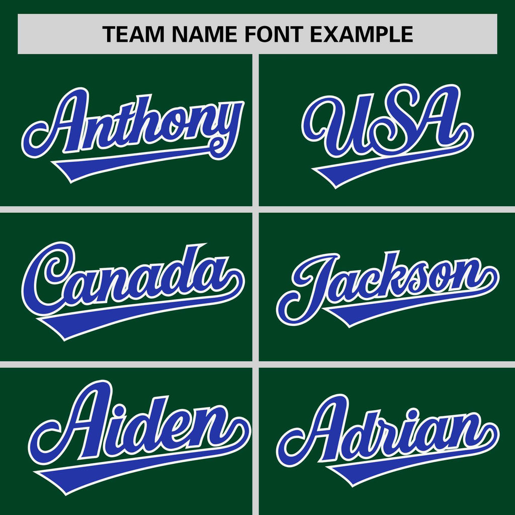 Custom Green Royal-White Personalized Raglan Sleeves V-Neck Hockey Jersey