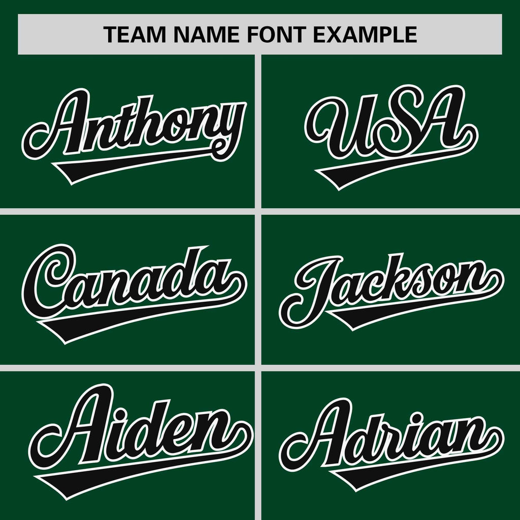 Custom Green Black-White Personalized Raglan Sleeves V-Neck Hockey Jersey