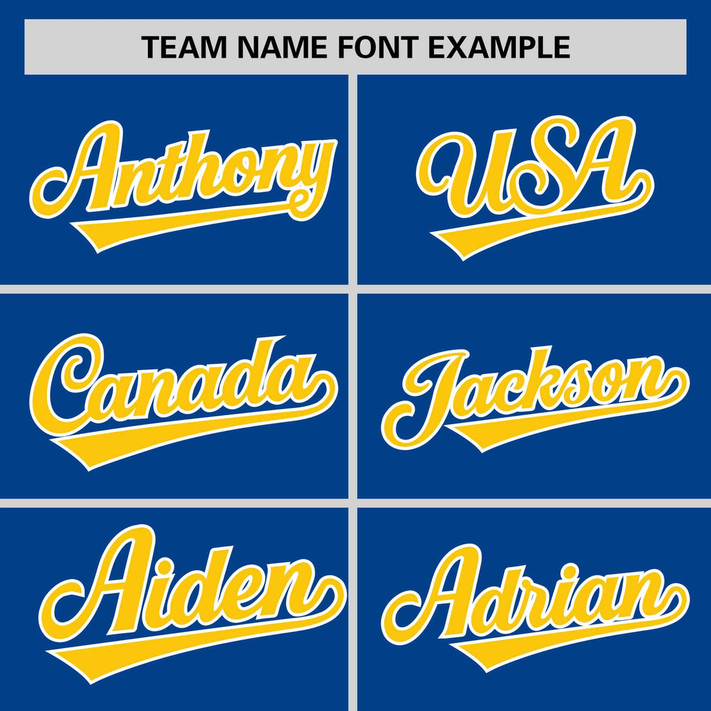 Custom Royal Gold-White Personalized Raglan Sleeves V-Neck Hockey Jersey