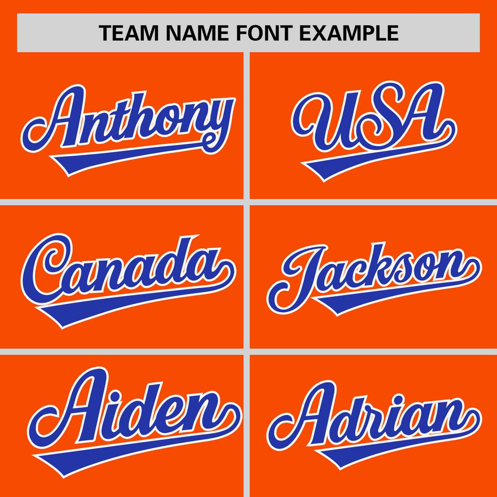 Custom Orange Royal-White Personalized Raglan Sleeves V-Neck Hockey Jersey