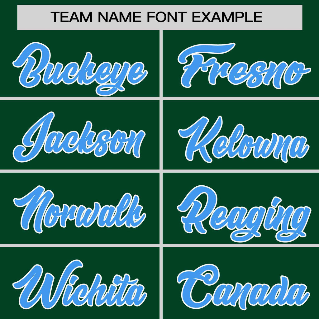 Custom Green Powder Blue-White Personalized Raglan Sleeves V-Neck Hockey Jersey