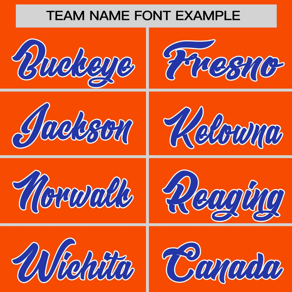 Custom Orange Royal-White Personalized Raglan Sleeves V-Neck Hockey Jersey