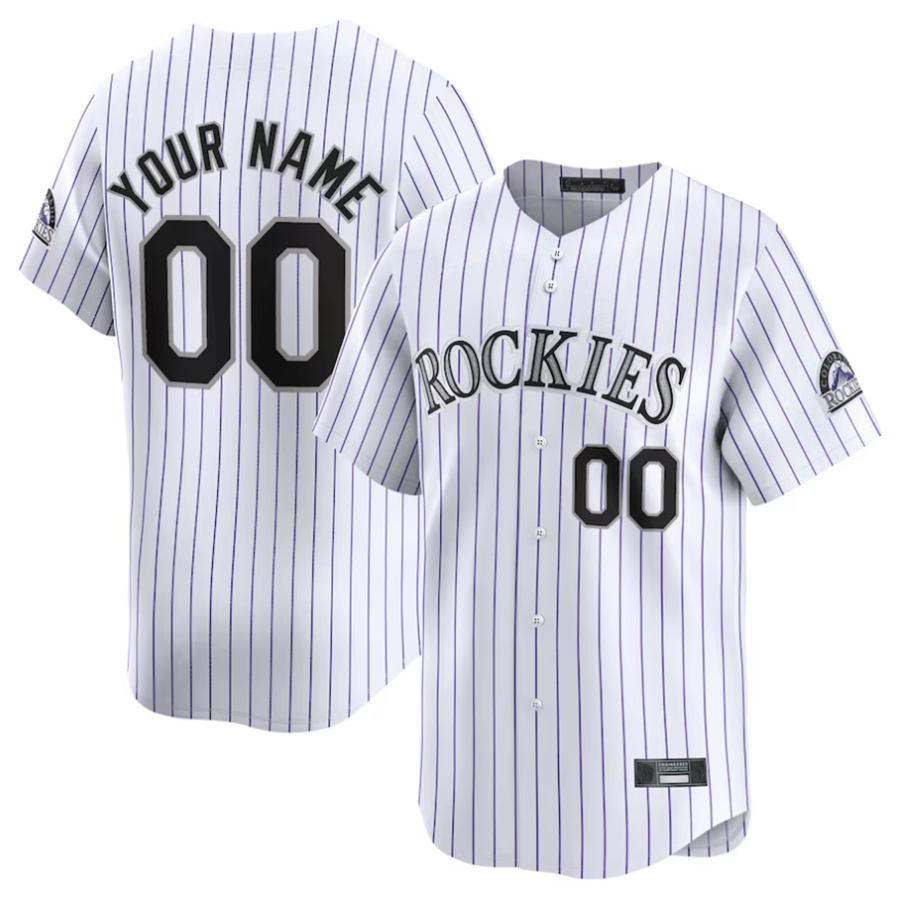 Custom C.Rockies White Home Limited Elite Baseball Jerseys