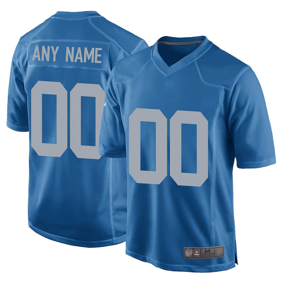 Custom D.Lions Blue Replica Game Alternate Football Jerseys
