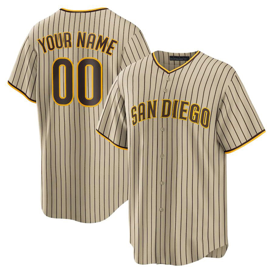 Custom S.Diego Padres Brown Road Replica Team Baseball Jerseys