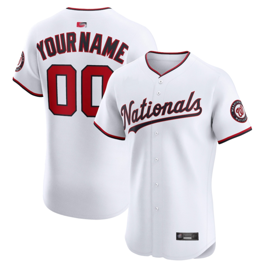 Custom W.Nationals White Home Elite Baseball Jerseys