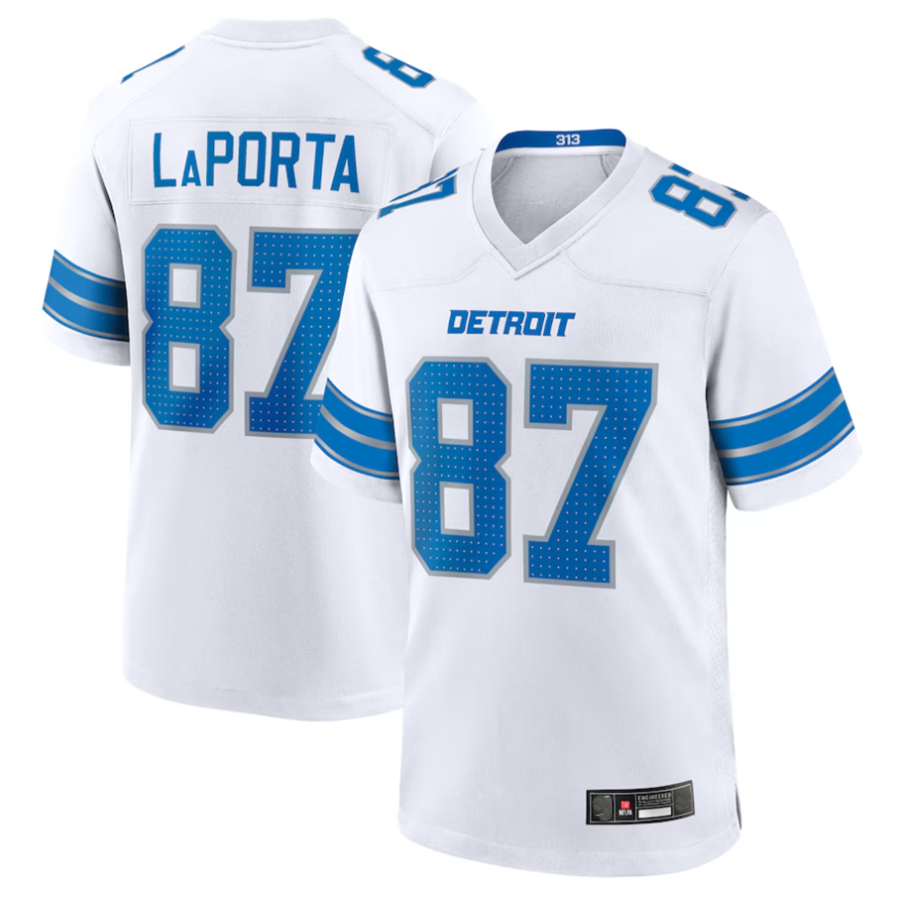 D.Lions #87 Sam LaPorta Player White Game Football Jerseys