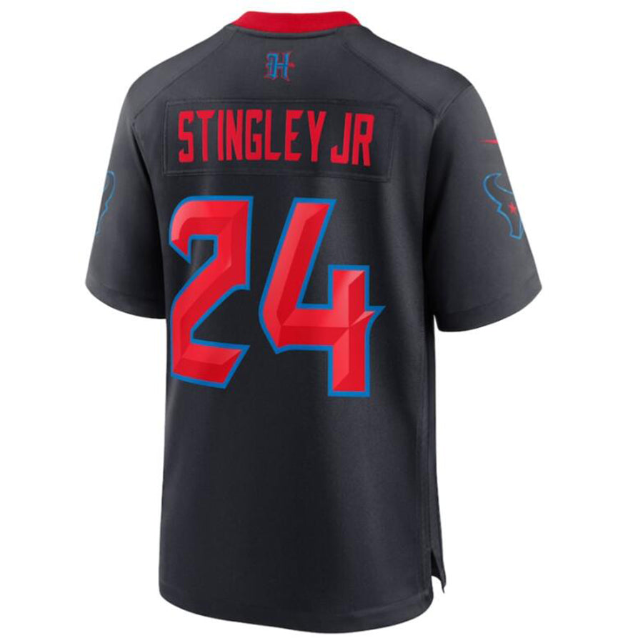 H.Texans #24 Derek Stingley Jr. Playre Navy Game Jersey Stitched Jerseys