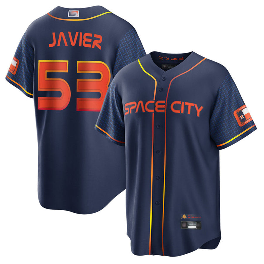 H.Astros #53 Cristian Javier Player Navy City Connect Replica Baseball Jerseys