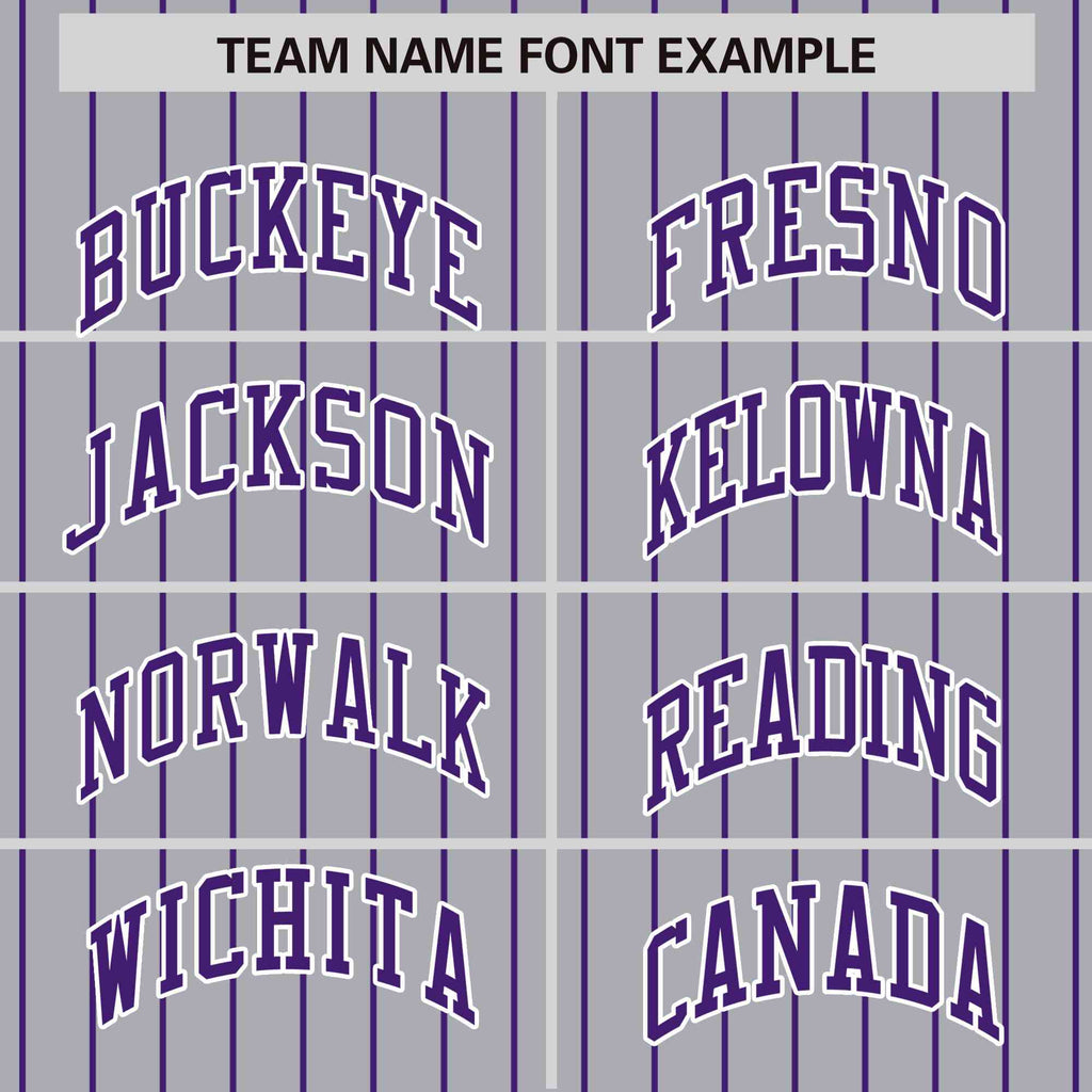 Custom Gray Purple Raglan Sleeves Varsity Full-Snap Pinstripe Letterman Baseball Jacket