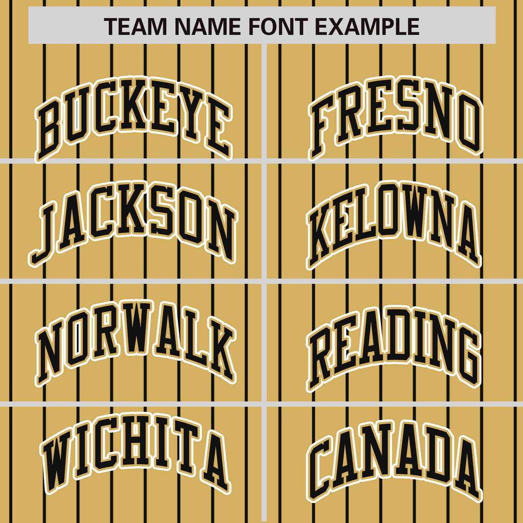 Custom Old Gold Black Raglan Sleeves Varsity Full-Snap Pinstripe Letterman Baseball Jacket
