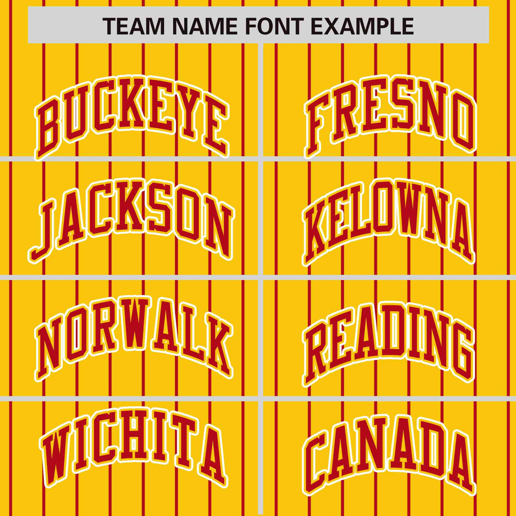 Custom Gold Red Raglan Sleeves Varsity Full-Snap Pinstripe Letterman Baseball Jacket