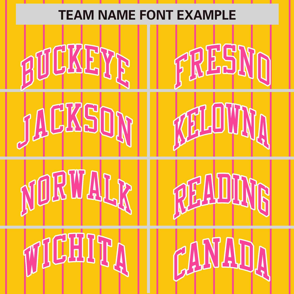 Custom Gold Pink Raglan Sleeves Varsity Full-Snap Pinstripe Letterman Baseball Jacket