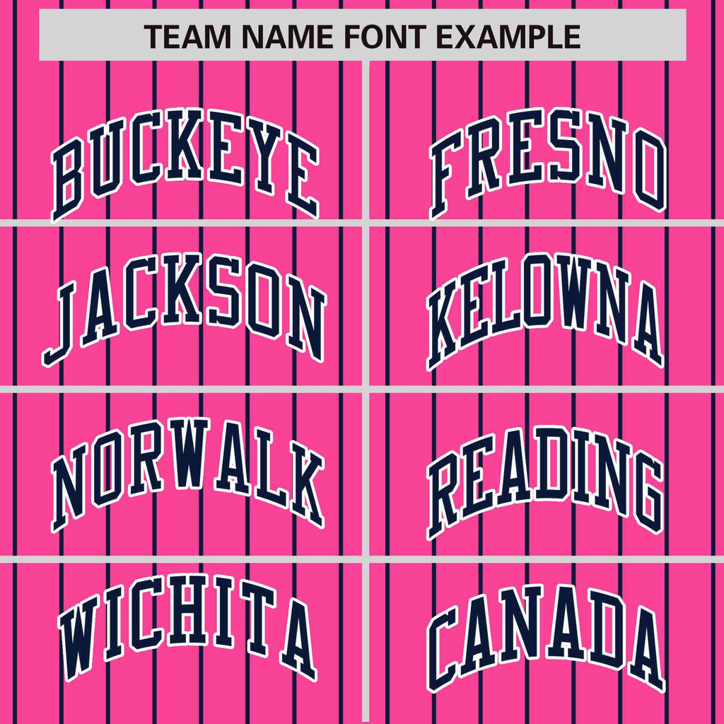 Custom Pink Navy Raglan Sleeves Varsity Full-Snap Pinstripe Letterman Baseball Jacket