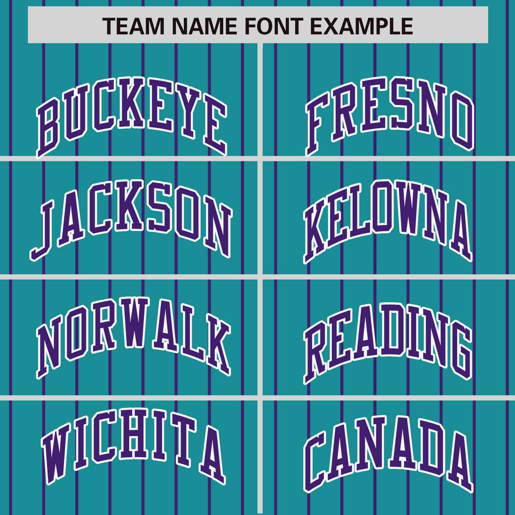 Custom Aqua Purple Raglan Sleeves Varsity Full-Snap Pinstripe Letterman Baseball Jacket