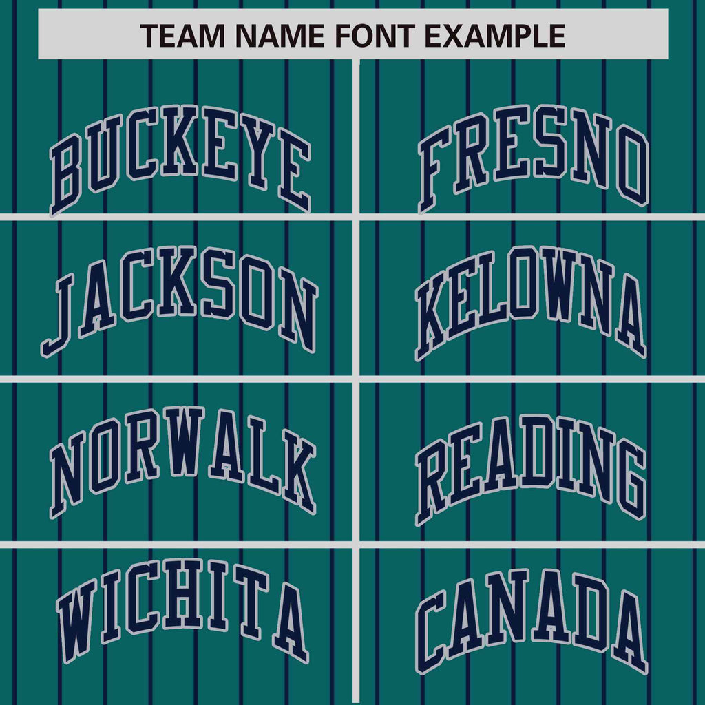 Custom Aqua Navy Raglan Sleeves Varsity Full-Snap Pinstripe Letterman Baseball Jacket